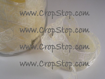 Cream on Cream Organdy Swirls Ribbon - Click Image to Close
